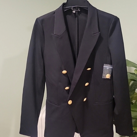 NEW! THALIAN Jilly Black Knit Double Breasted Blazer XS. - Picture 4 of 8